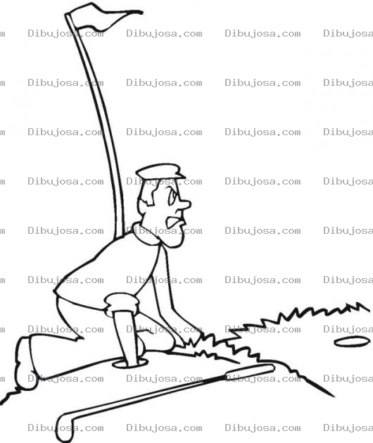 Dibujo para colorear Colorear golfista enojado
