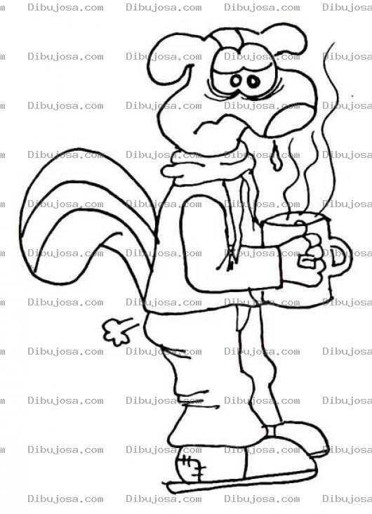 Dibujo para colorear Zorrillo Con Gripe Para Pintar Y Colorear Dibujo De Zorrillito Enfermo Agripado Y Tirandose Un Pedito