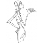 Dibujo para colorear Pastelera Flaca Con Un Su Cubiletio Para Pintar Y Colorear Dibujo De Mujer Delgada Con Un Pastelito