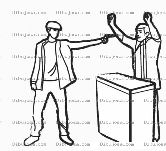 Dibujo para colorear Dibujo De Un Asaltante Con Pistola Asaltando A Un Dependiente De Mostrador Para Pintar Y Colorear