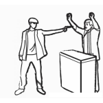 Dibujo para colorear Dibujo De Un Asaltante Con Pistola Asaltando A Un Dependiente De Mostrador Para Pintar Y Colorear
