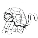 Dibujo para colorear Dibujo De Un Buho Tortuga Y Patas De Gato Para Pintar Y Colorear