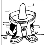 Dibujo para colorear Mexicano Durmiendo En El Suelo Recostado Contra Una Pared Para Pintar Y Colorear Charrito De Mexico Borracho