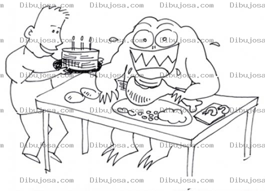 Dibujo para colorear Cumpleanero Gloton Para Pintar Y Colorear