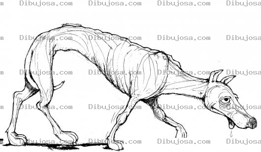 Dibujo para colorear Perro Desnutrido Dibujo De Un Perro Cansado Flaco Y Hambriento Para Colorear