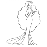 Dibujo para colorear Princesa Con Vestido Cola De Pescado Para Pintar Y Colorear Dibujo De Princesita Con Vestido De Sirenita