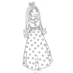 Dibujo para colorear Dibujo De Princesa Con Vestido De Estrellitas Para Pintar Y Colorear