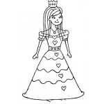 Dibujo para colorear Princesita Con Vestido De Corazones Para Pintar Y Colorear