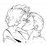 Dibujo para colorear Beso Apasionado De Recien Casados Para Pintar Y Colorear Mujer Besando A Un Hombre