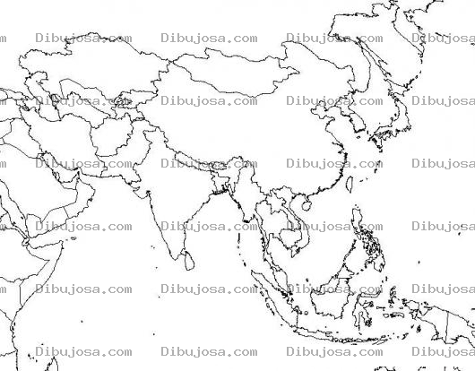 Dibujo para colorear Mapa De Asia Para Pintar Y Colorear Mapa Del Orinete Y Del Medio Oriente Pakistan India Rusia China Korea Japon Y Filipinas