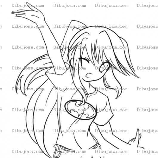 Dibujo para colorear Dibujo De Chica Fan De Batman Para Pintar Y Colorear