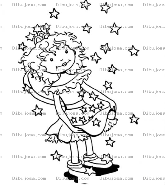 Dibujo para colorear Princesita En Lluvia De Estrellas Para Pintar Y Colorear