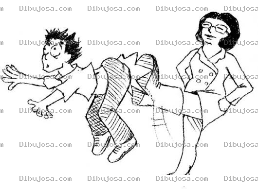 Dibujo para colorear Dibujo De Feminismo Para Pintar Y Colorear Mujer Pateandole El Trasero A Un Hombre Jefa Despidiendo A Un Empleado Con Patada En El Culo