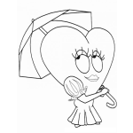 Dibujo para colorear Chica Corazon Con Sombrilla Para Pintar Y Colorear A Una Corazona