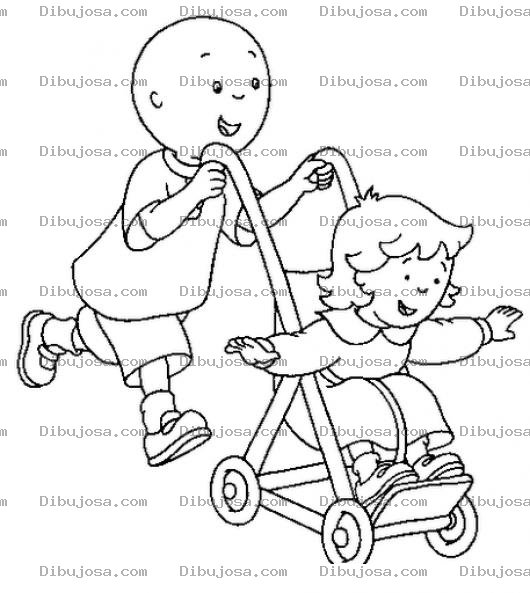 Dibujo para colorear Dibujo De Caillou Jugando Con Su Hermanita Rosi Para Pintar Y Colorear