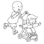 Dibujo para colorear Dibujo De Caillou Jugando Con Su Hermanita Rosi Para Pintar Y Colorear