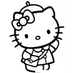 Dibujo para colorear Hello Kitty Con Una Cartera Para Pintar Y Colorear