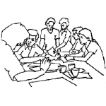 Dibujo para colorear Grupo De Estudio Dibujo De Estudiantes Trabajando En Grupo Para Colorear