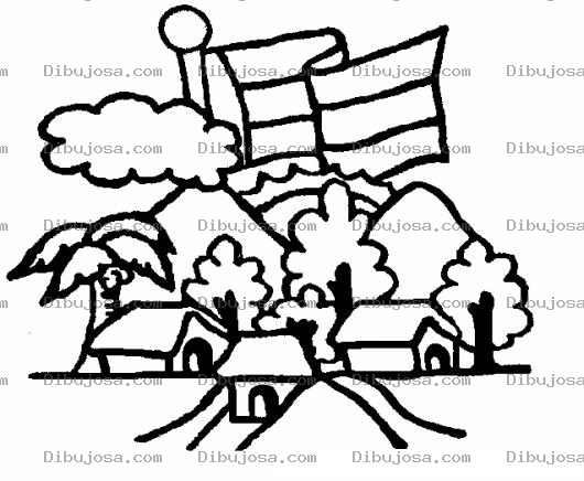 Dibujo para colorear Pueblo Salvadoreno Dibujo De Un Pueblo En El Salvador Con La Badera De El Salvador Para Pintar Y Colorear