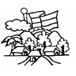 Dibujo para colorear Pueblo Salvadoreno Dibujo De Un Pueblo En El Salvador Con La Badera De El Salvador Para Pintar Y Colorear