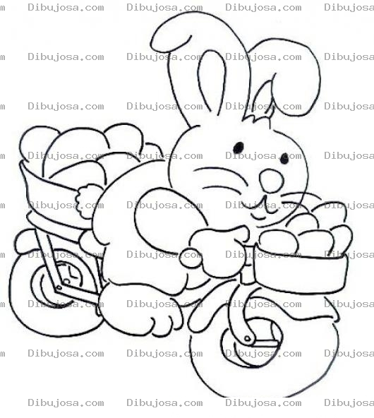 Dibujo para colorear Conejo Con Huevos Dibujo De Conejo Pascuero En Moto Para Pintar Y Colorear