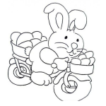 Dibujo para colorear Conejo Con Huevos Dibujo De Conejo Pascuero En Moto Para Pintar Y Colorear
