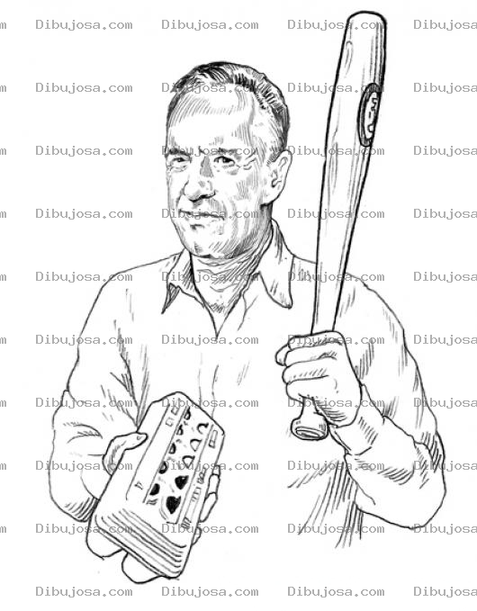 Dibujo para colorear Carton De Huevos Dibujo De Un Entrenador De Beisbol Con Un Bate Y Una Caja De Huevos Para Pintar Y Colorear Guevos Bateados