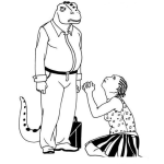 Dibujo para colorear Cobrador De Rentas Dibujo De Una Negrita Rogandole A Un Lagarto Cobrador Que Le Tenga Piedad Para Pintar Y Colorear