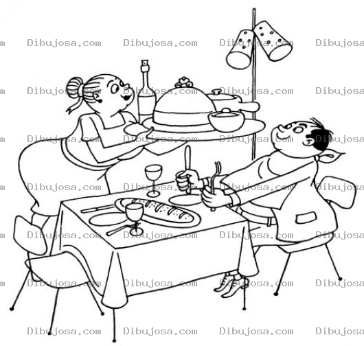 Dibujo para colorear Hombre Atendido Como Rey Por Su Esposa Para Pintar Y Colorear Esposa Consentidora