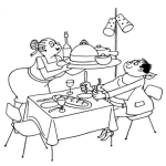 Dibujo para colorear Hombre Atendido Como Rey Por Su Esposa Para Pintar Y Colorear Esposa Consentidora