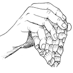 Dibujo para colorear Mano Con Punal De Piedra Para Colorear