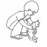 Dibujo para colorear Nino Y Gato Dibujo De Nino Con Un Gato Para Pintar Y Colorear Chico Con Gatito