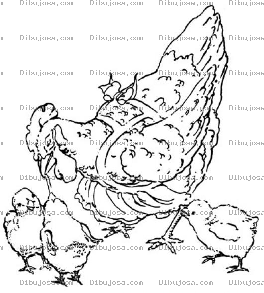 Dibujo para colorear Mama Gallina Con Pollitos Para Colorear