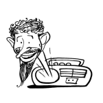 Dibujo para colorear Locutor Barbudo Saliendo De La Radio Para Pintar Y Colorear