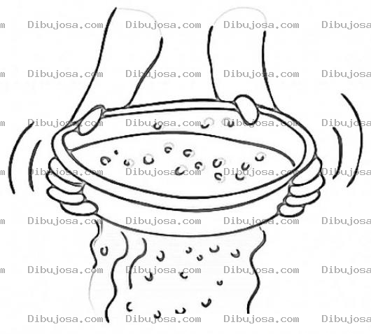 Dibujo para colorear Como Encontrar Oro Con Una Bandeja El Oro Por Ser Un Material Mas Pesado Se Posiciona Al Fondo De La Bandeja Dibujo De Hombre Buscando Oro Un Rio Para Pintar Y Colorear