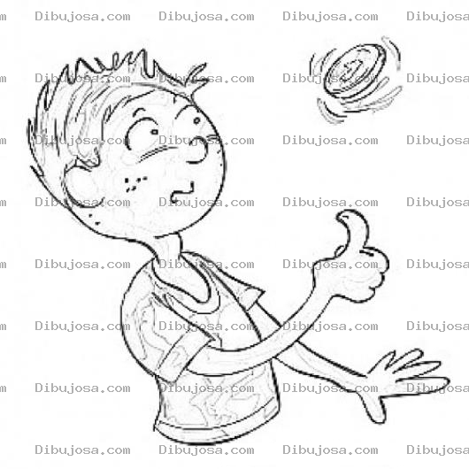 Dibujo para colorear Cara O Cruz Dibujo De Muchacho Tirando Una Moneda Al Aire Para Pintar Y Colorear