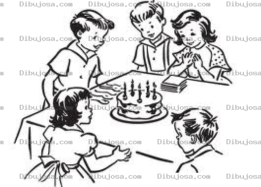 Dibujo para colorear Dibujo De Una Celebracion De Cumpleanos Para Pintar Y Colorear Nino Cumpleanero Celebrando Cumpleanos Con Sus Amiguitos Cantando Happy Birthday To You