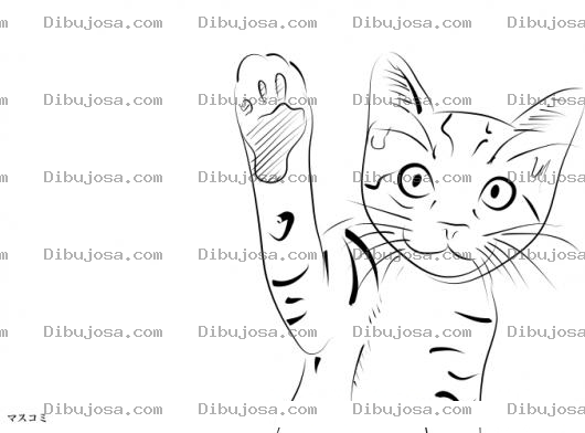 Dibujo para colorear Saludo De Gato Dibujo De Gato Saludando Con Una Pata Para Pintar Y Colorear