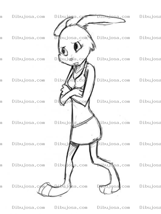 Dibujo para colorear Conejita Solitaria Para Pintar Y Colorear