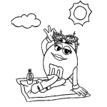 Dibujo para colorear Colorear Botoneta De Chocolate Tomando El Sol En La Playa Para Pintar A Un Chocolate M And M Bronceandose Debajo Del Sol