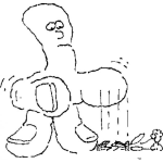 Dibujo para colorear Muneco De Dedos Botando Un Florero Para Pintar Y Colorear