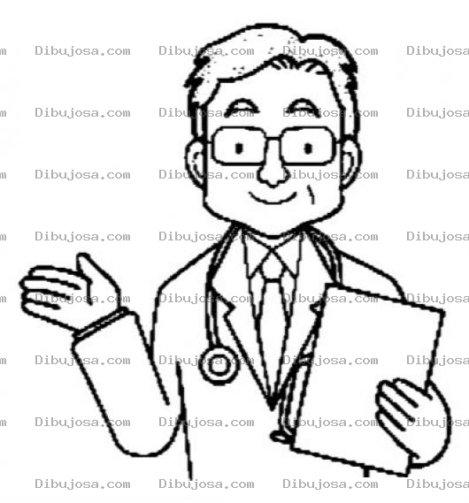 Dibujo para colorear Dibujo De Un Doctor Amigable Para Pintar Y Colorear A Un Medico Saludando