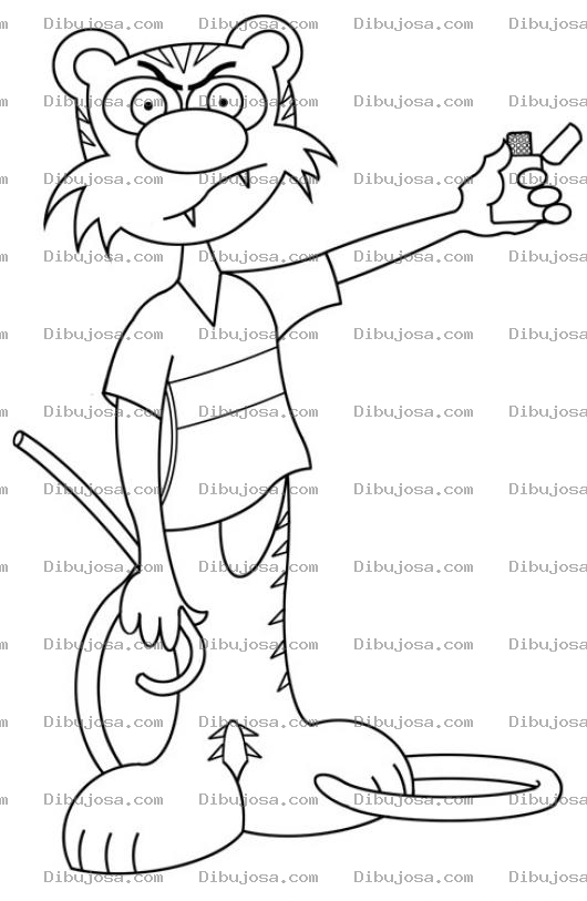 Dibujo para colorear Tigre Con Encendedor Zippo Para Pintar Y Colorear
