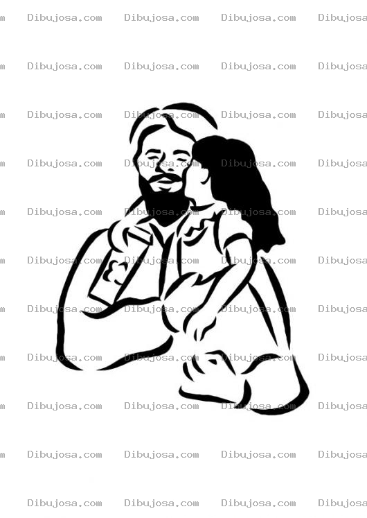 Dibujo para colorear Dibujo De Un Papa Arabe Con Su Hijita Para Pintar Y Colorear