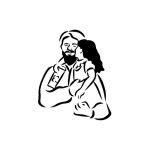Dibujo para colorear Dibujo De Un Papa Arabe Con Su Hijita Para Pintar Y Colorear