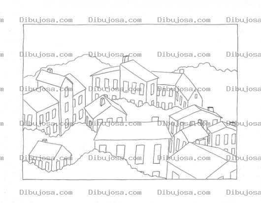 Dibujo para colorear Dibujo De Un Pueblito Para Pintar Y Colorear Elpueblito