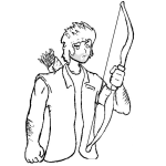 Dibujo para colorear Dibujo De Arquero Con Arco Y Flechas Para Pintar Y Colorear