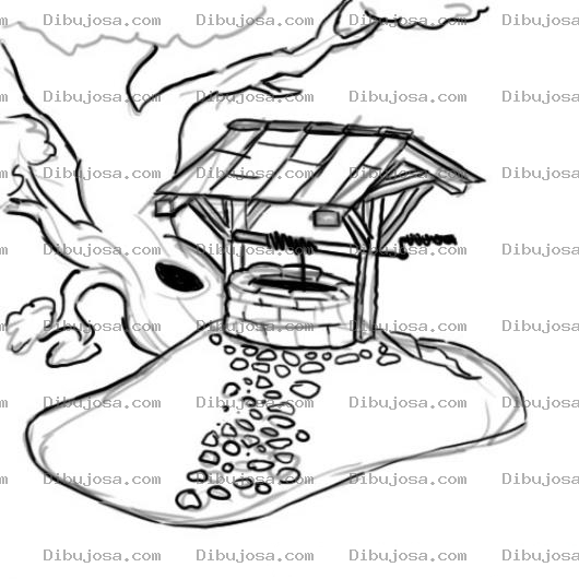 Dibujo para colorear Dibujo De Un Pozo De Agua Para Pintar Y Colorear