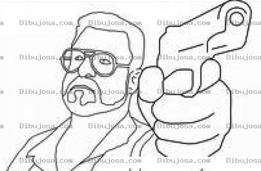 Dibujo para colorear Postolero Zurdo Dibujo De Un Hombre Zurdo Con Pistola En Su Mano Izquierda Para Pintar Y Colorear Hombre Apuntando Con Un Arma
