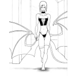 Dibujo para colorear Modelo Con Alas De Gargola Para Pintar Y Colorear